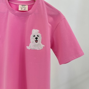 Roze T-shirt geborduurd huisdier kat hond eigenaar hoodie cadeau voor vriend borduurwerk portret foto sweatshirt aangepaste gift voor haar en hem verkoop