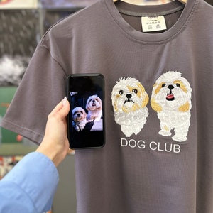 Embroidered by Cat Dog Pet Animal Photo Portrait Hoodie Embroidery Family Couple Friends Photography Sweatshirt Romantic Item Custom Gift