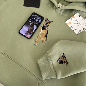 Embroidered Pet Sleeve Photo Portrait Hoodie Chest Embroidery Cat Dog Family Friend Owner Crewneck Sweatshirt Personalized Custom Gift
