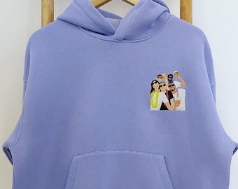 Embroidered by Photo Portrait Hoodie Embroidery Cat Dog Portrait Crewneck Sweatshirt Clothes Item Custom Gift Sale