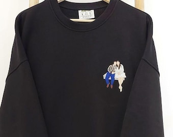 Embroidered by Photo Portrait Hoodie Embroidery Cat Dog Portrait Crewneck Sweatshirt Clothes Item Custom Gift Sale