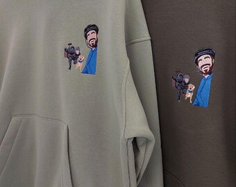 Embroidered by Photo Portrait Hoodie Embroidery Cat Dog Portrait Crewneck Sweatshirt Clothes Item Custom Gift Sale
