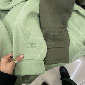 Embroidered Hoodies with Initials Hearts on the Sleeve Custom Date or Cartoon Couple Sweatshirts Anniversary Gift for Her and Him