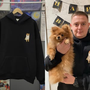 Embroidered Pet Photo Portrait Hoodie Cat Dog Crewneck Sweatshirt Custom Gift
