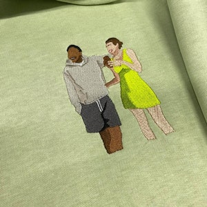 Anniversary Gift for Her and Him Embroidered Family Couple Photo Hoodie Custom Embroidery Portrait Photography Crewneck Sweatshirt Matching