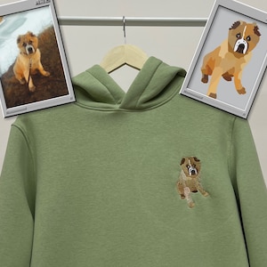Embroidered Pet Dog Hoodie Embroidery Cat Portrait by Photo Crewneck Sweatshirt Clothes Item Custom Gift