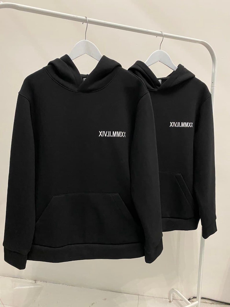 Couple Embroidered Roman Date Matching Hoodies Sweatshirts Etsy
