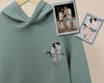 Valentines Day Gift Embroidered by Photo Portrait Hoodie Embroidery Cat Dog Portrait Crewneck Sweatshirt Clothes Item Custom Gift