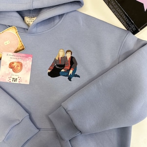 Embroidered by Couple Family Photo Portrait Hoodie Embroidery Cat Dog Friends Portrait Crewneck Sweatshirt Clothes Item Custom Gift (sale)
