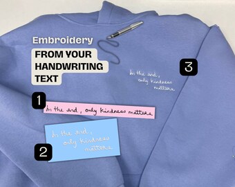Custom Embroidered Handwritten Quote Text Phrase Word Anniversary Long Distance Hoodies Sweatshirts Personalized Gift for Her Him Sale