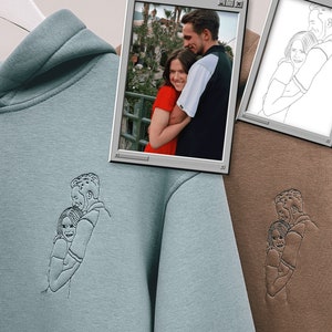 Brodé par Photo Portrait Hoodie Broderie Chat Chien Portrait Crewneck Sweatshirt Vêtements Article Cadeau Personnalisé