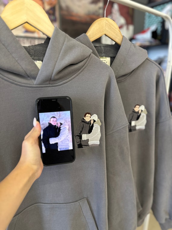 Embroidered by Photo Portrait Hoodie Embroidery Cat Dog Portrait Crewneck Sweatshirt Clothes Item Custom Gift Sale Etsy UK