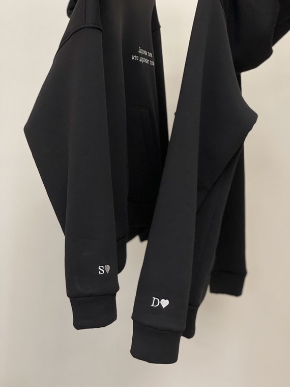 Custom Embroidered Hoodies With Initials on the Sleeve Your Text