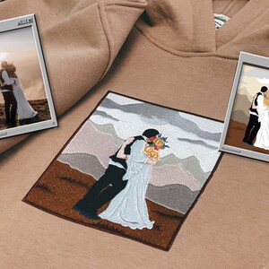 Embroidered by Family Couple Photo Portrait Hoodie Embroidery Cat Dog Friends Photography Crewneck Sweatshirt Romantic Item Custom Gift