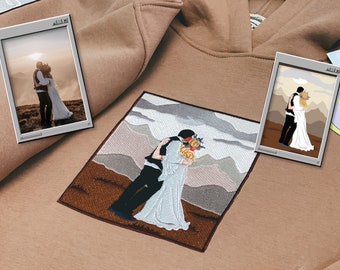 Embroidered by Family Couple Photo Portrait Hoodie Embroidery Cat Dog Friends Photography Crewneck Sweatshirt Romantic Item Custom Gift