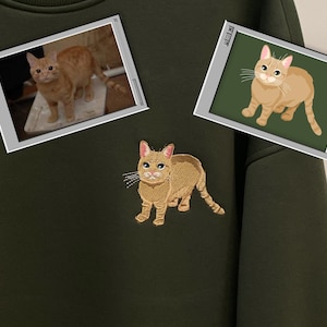 Haftowana bluza z kapturem dla kota kotek haft pies szczeniak portret zwierzęcia zdjęcie bluza z wycięciem pod szyją ubrania przedmiot niestandardowy spersonalizowany prezent sprzedaż