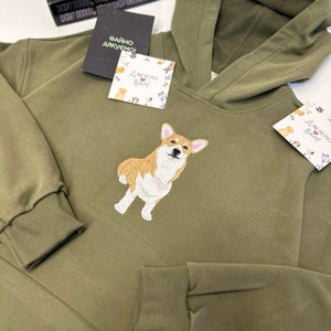 Gestickt von Katze, Hund, Haustier, Tier, Foto, Porträt, Hoodie, Stickerei, Familie, Paar, Freunde, Fotografie, Sweatshirt, romantischer Artikel, individuelles Geschenk