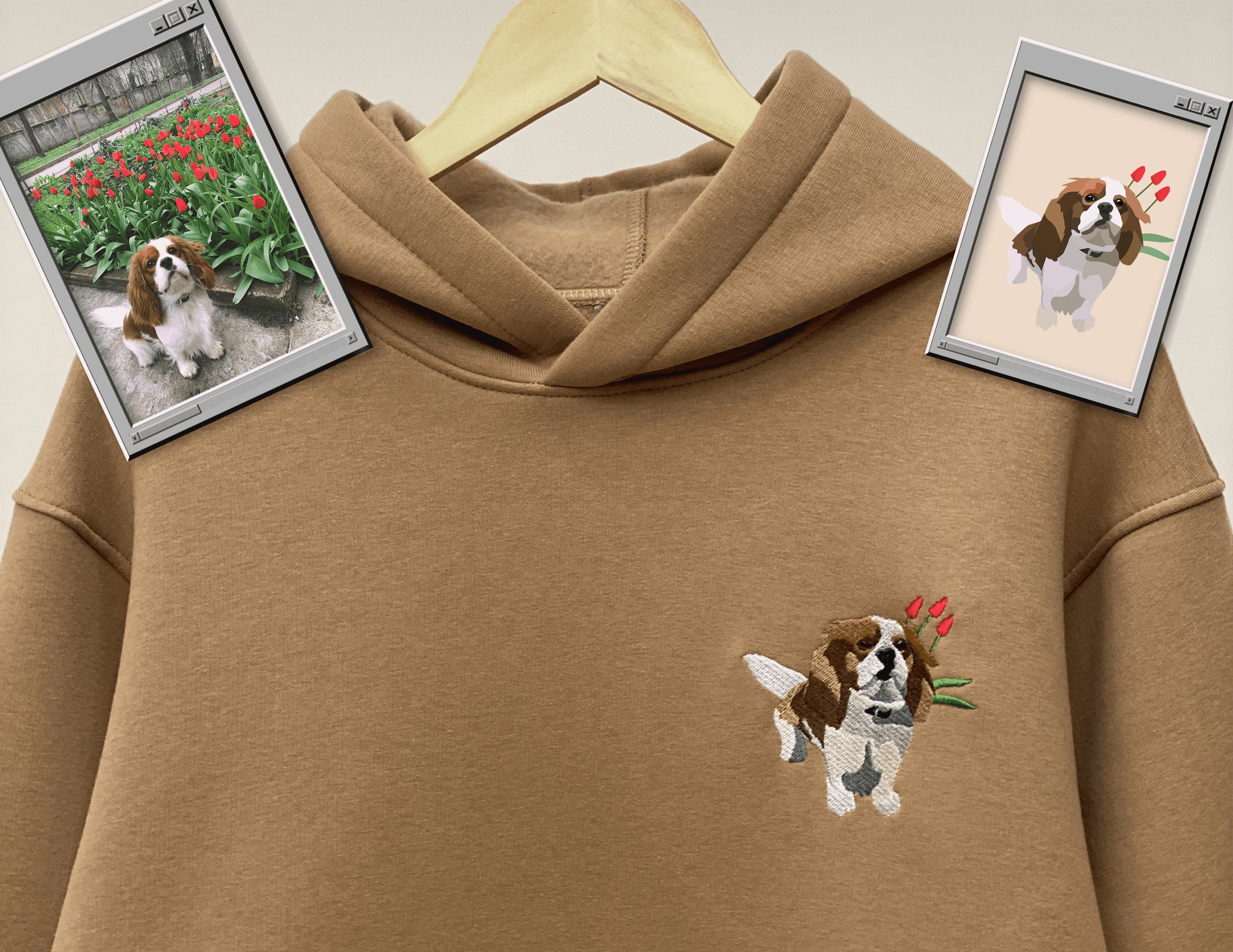 Embroidered Pet Dog Hoodie Embroidery Cat Portrait by Photo Crewneck Sweatshirt Clothes Item Custom Gift Etsy