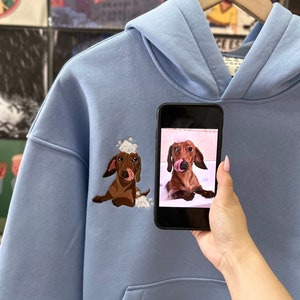 Embroidered by Pet Photo Portrait Hoodie Embroidery Cat Dog Family Friend Owner Portrait Crewneck Sweatshirt Personalized Custom Gift (sale)