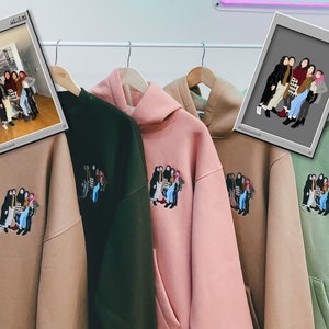 Mit Foto bestickt, Portrait, Kapuzenpullover, Stickerei, Katze, Hund, Familienportrait, Rundhalsausschnitt, Sweatshirt, Kleidung, individuelles Geschenk