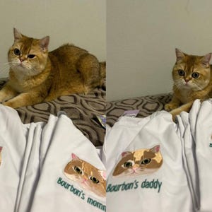 Embroidered Cat Dog Pet Animal Photo Portrait Hoodie Embroidery Photography Sweatshirt Custom Gift