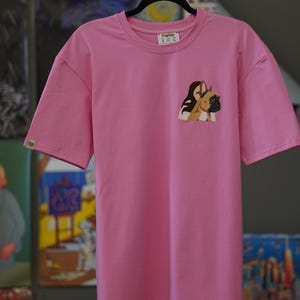 Roze T-shirt geborduurd huisdier kat hond eigenaar hoodie cadeau voor vriend borduurwerk portret foto sweatshirt aangepaste gift voor haar en hem verkoop