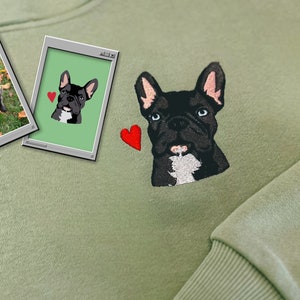 Embroidered Pet Cat Owner Hoodie Gift for Boyfriend T-shirt Embroidery Dog Portrait by Photo Crewneck Sweatshirt Custom Gift for Her and Him
