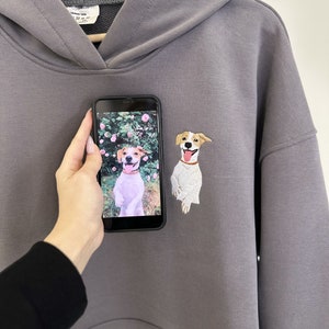 Embroidered by Pet Photo Portrait Hoodie Embroidery Cat Dog Family Friend Owner Portrait Crewneck Sweatshirt Personalized Custom Gift