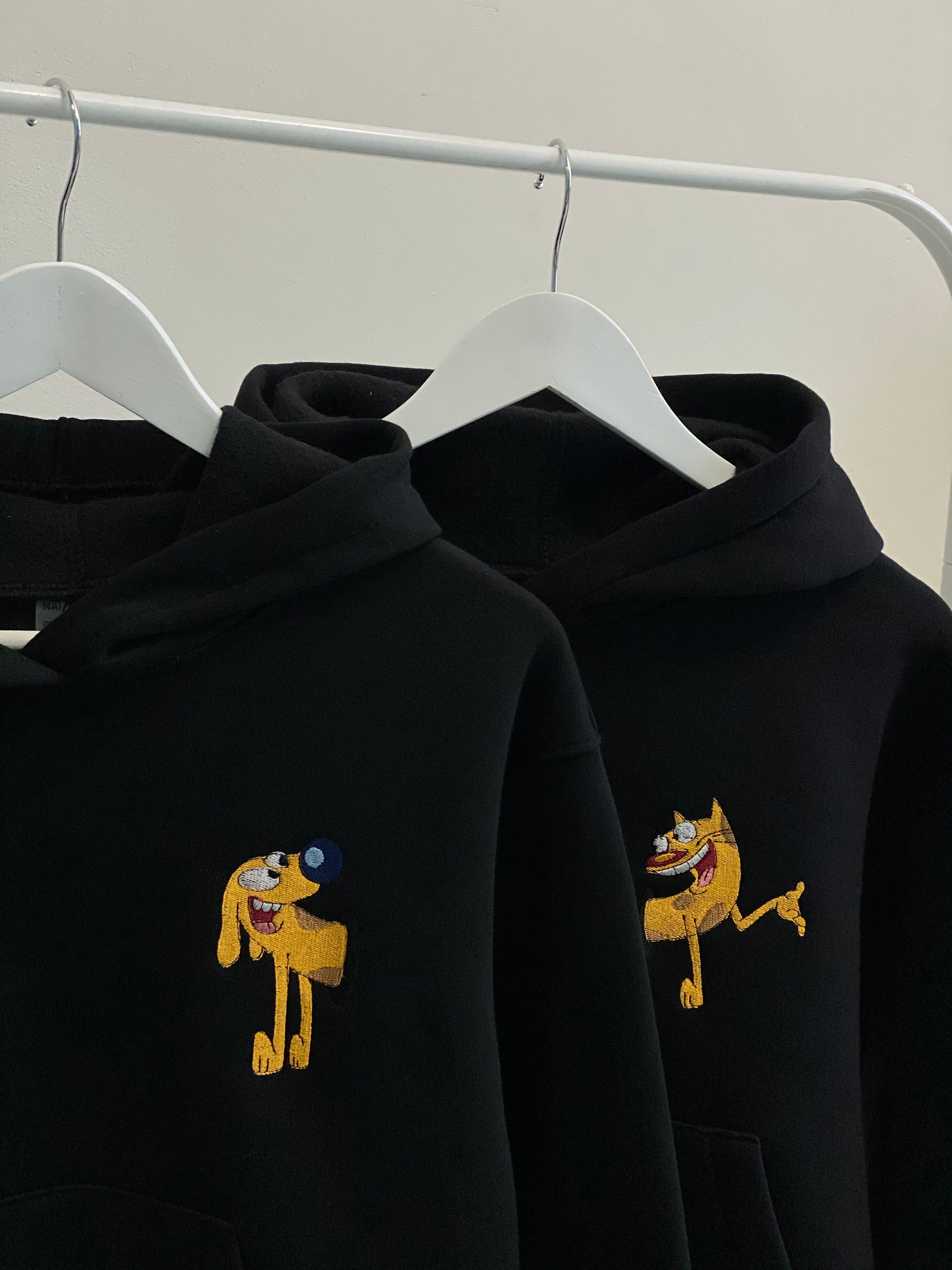 Couple Cat and Dog Embroidered Animal Hoodies Sweatshirts | Etsy