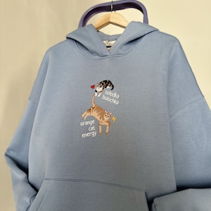 Embroidered by Cat Dog Pet Animal Photo Portrait Hoodie Embroidery Family Couple Friends Photography Sweatshirt Romantic Item Custom Gift
