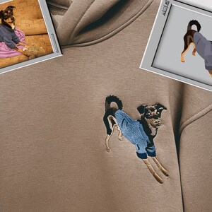 Embroidered Pet Dog Hoodie Embroidery Cat Portrait by Photo Photography Crewneck Sweatshirt Clothes Item Custom Memory Gift