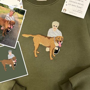 Embroidered by Cat Dog Pet Animal Photo Portrait Hoodie Embroidery Family Couple Friends Photography Sweatshirt Romantic Item Custom Gift