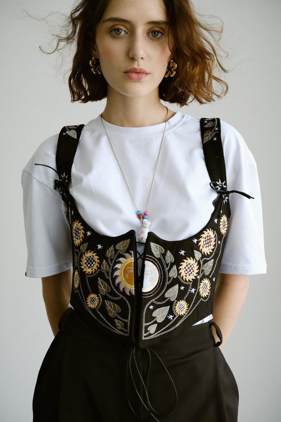 【mnem】25SS★ [mnem] Floral Corset Belt Scarlet Darkness Women's Corset Belt Floral Vintage