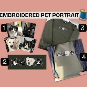 Embroidered by Cat Dog Pet Animal Photo Portrait Hoodie Embroidery Family Couple Friends Photography Sweatshirt Item Sale Custom Gift