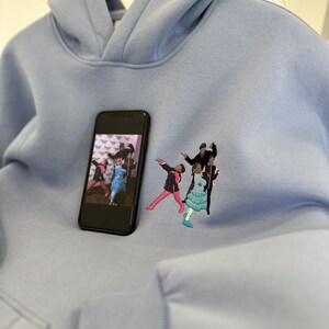 Embroidered by Photo Portrait Hoodie Embroidery Cat Dog Family Friends Couple Portrait Crewneck Sweatshirt Clothes Item Custom Gift
