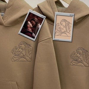 Bordado por foto contorno forrado retrato sudadera con capucha bordado gato perro retrato cuello redondo sudadera ropa artículo personalizado regalo personalizado