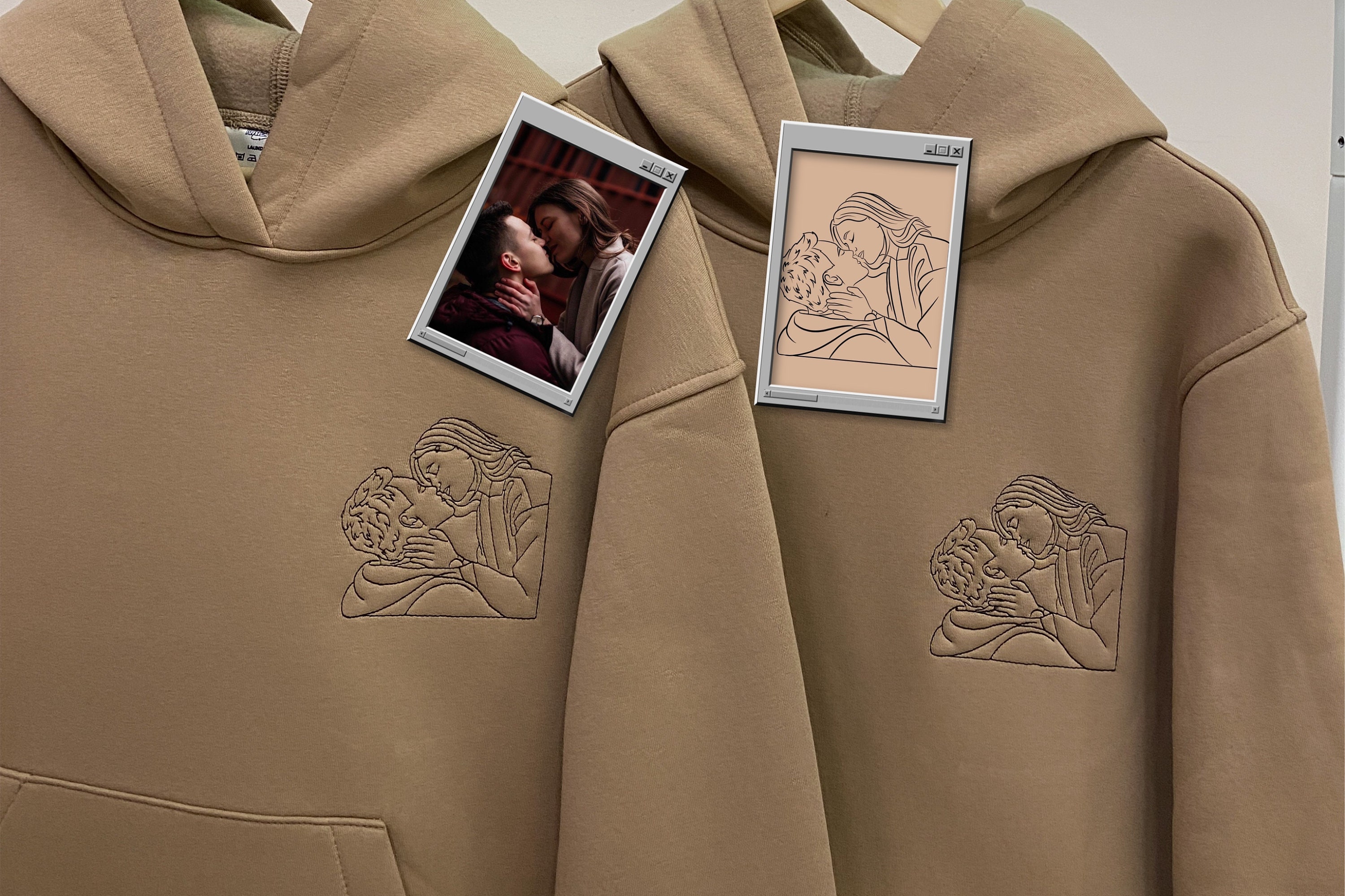 Embroidered by Photo Contour Lined Portrait Hoodie Embroidery