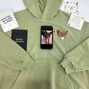 Embroidered by Pet Photo Portrait Hoodie Embroidery Cat Dog Family Friend Owner Portrait Crewneck Sweatshirt Personalized Custom Gift (sale)