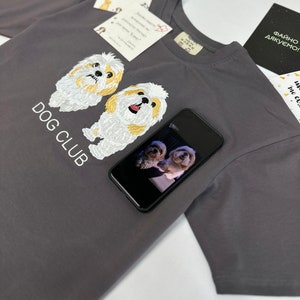 Embroidered by Cat Dog Pet Animal Photo Portrait Hoodie Embroidery Family Couple Friends Photography Sweatshirt Romantic Item Custom Gift