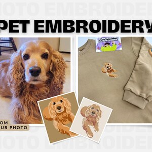 Embroidered by Pet Photo Portrait Hoodie Embroidery Cat Dog Family Friend Owner Portrait Crewneck Sweatshirt Personalized Custom Gift (sale)