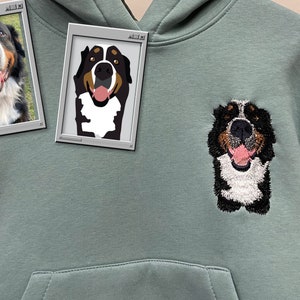 Embroidered Pet Cat Animal Dog Hoodie Embroidery Custom Personalized Portrait by Photo Photography Crewneck Sweatshirt Item Gift