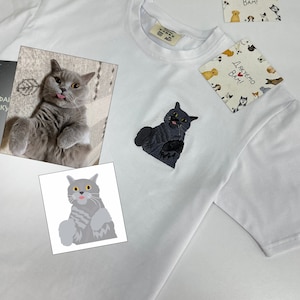 Embroidered by Pet Photo Portrait Hoodie Embroidery Cat Dog Family Friend Owner Portrait Crewneck Sweatshirt Personalized Custom Gift (sale)