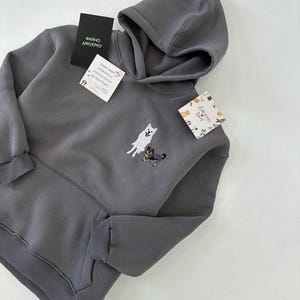 Embroidered by Pet Photo Portrait Hoodie Embroidery Cat Dog Family Friend Owner Portrait Crewneck Sweatshirt Personalized Custom Gift (sale)