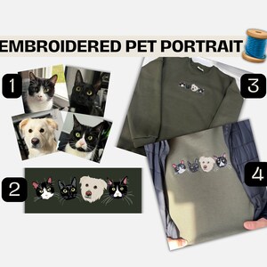 Embroidered by Cat Dog Pet Animal Photo Portrait Hoodie Embroidery Family Couple Friends Photography Sweatshirt Sale Item Custom Gift