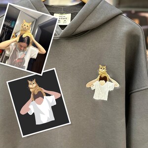 Embroidered by Pet Photo Portrait Hoodie Embroidery Cat Dog Family Friend Owner Portrait Crewneck Sweatshirt Personalized Custom Gift