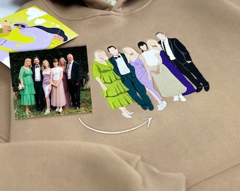 Embroidered by Family Photo From Portrait Hoodie Embroidery Cat Dog Friends Photography Crewneck Sweatshirt Clothes Item Custom Gift Sale