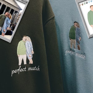 Embroidered by Photo Hoodie Embroidery Couple Portrait Family Cat Dog Crewneck Sweatshirt Clothes Item Custom Gift