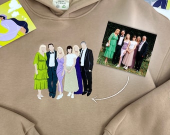 Embroidered by Family Photo From Portrait Hoodie Embroidery Cat Dog Friends Photography Crewneck Sweatshirt Clothes Item Custom Gift Sale