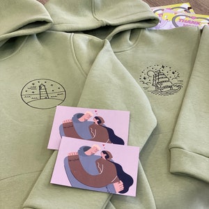 Embroidered Couple Ship and Lighthouse Hoodies Gift Woman and Man Crewneck Sweatshirts for Anniversary Birthday Romantic