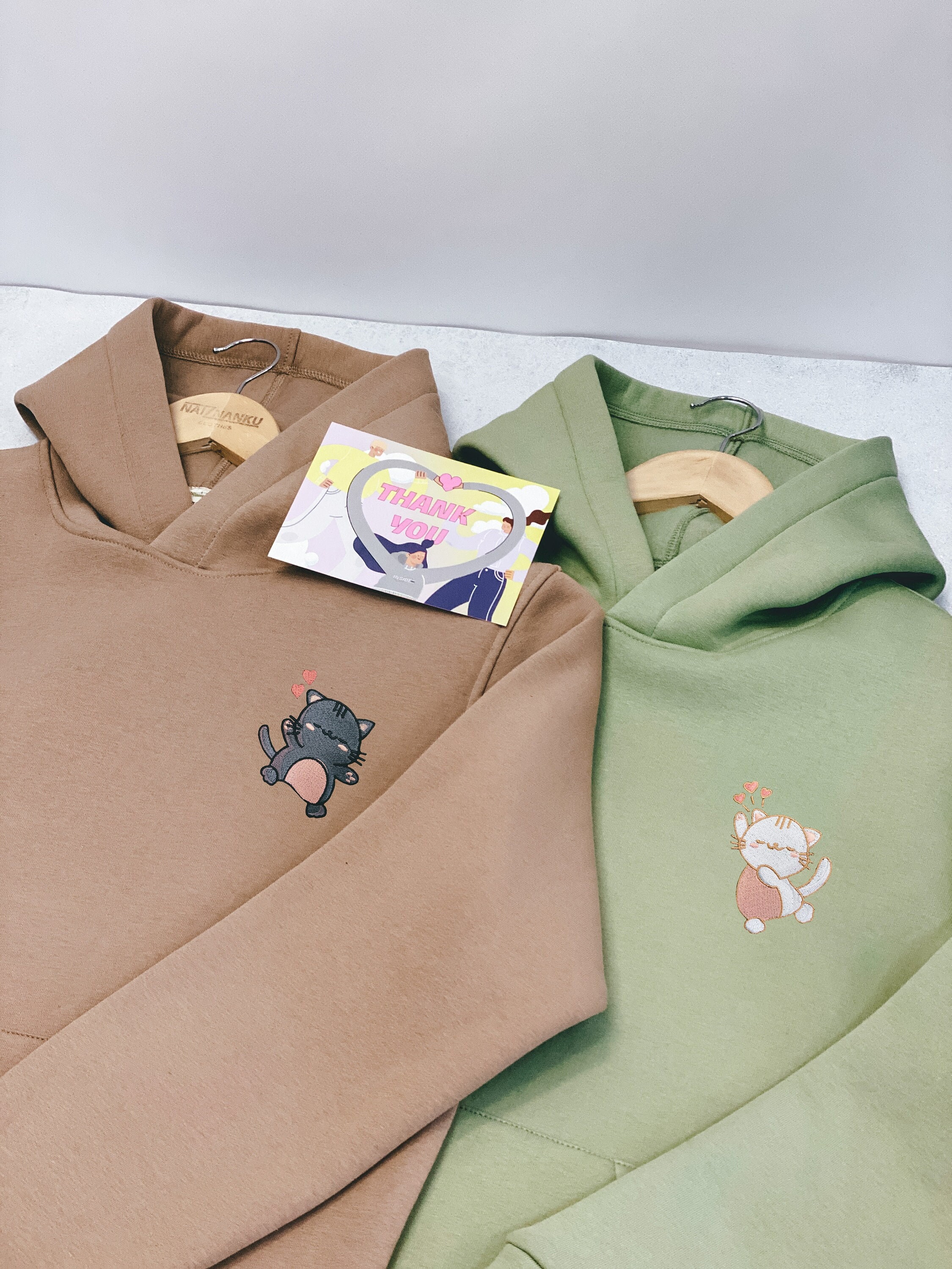 Anime Cartoon Couple Matching Embroidered Cat Hoodies Animals - Etsy